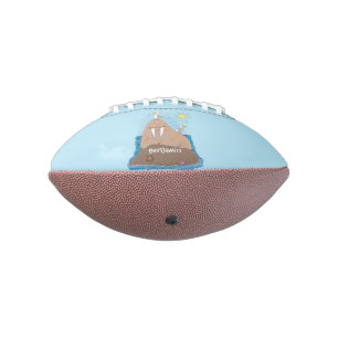 Funny happy walrus cartoon illustration american football