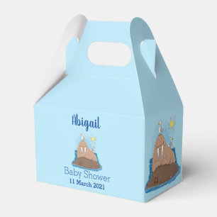 Funny happy walrus cartoon illustration favour box