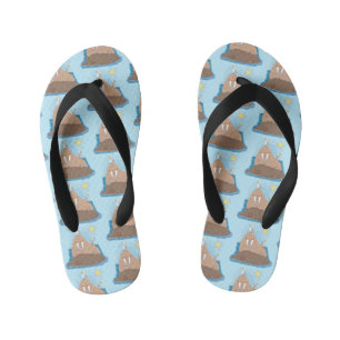 Funny happy walrus cartoon illustration kid's flip flops