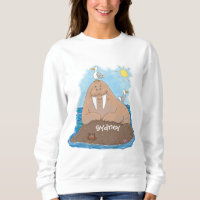 Funny happy walrus cartoon illustration