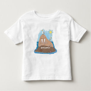 Funny happy walrus cartoon illustration toddler T-Shirt