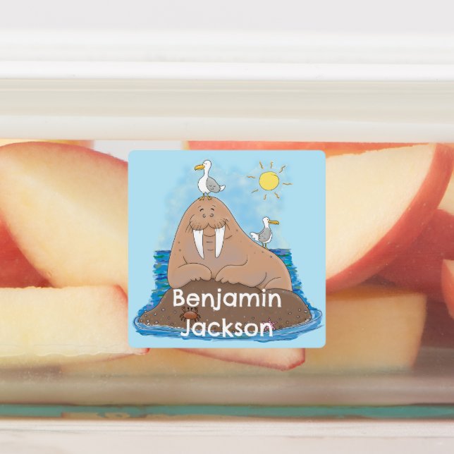 Funny happy walrus cartoon personalised (Affixed)