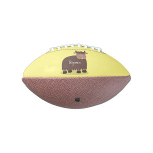 Funny happy yak eating grass cartoon illustration american football