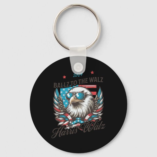 Funny Harris Walz 2024 Ballz To The Walz Election  Key Ring (Front)