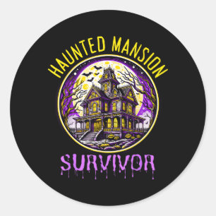 Funny Haunted Mansion Survivor Creepy Halloween Classic Round Sticker