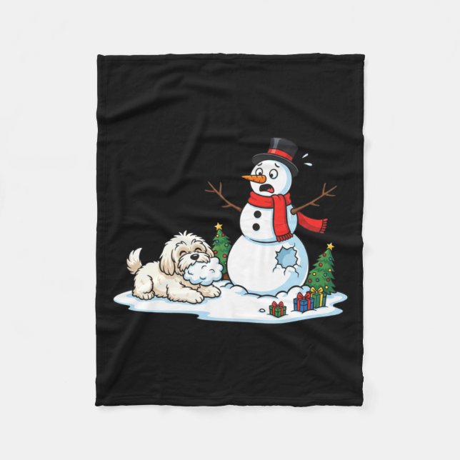 Funny Havanese Snowman Christmas Tree Xmas Womens  Fleece Blanket (Front)