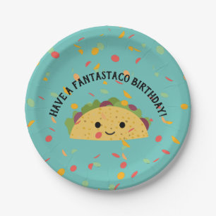 Funny Have a Fantastaco Birthday Cute Kawaii Taco Paper Plate