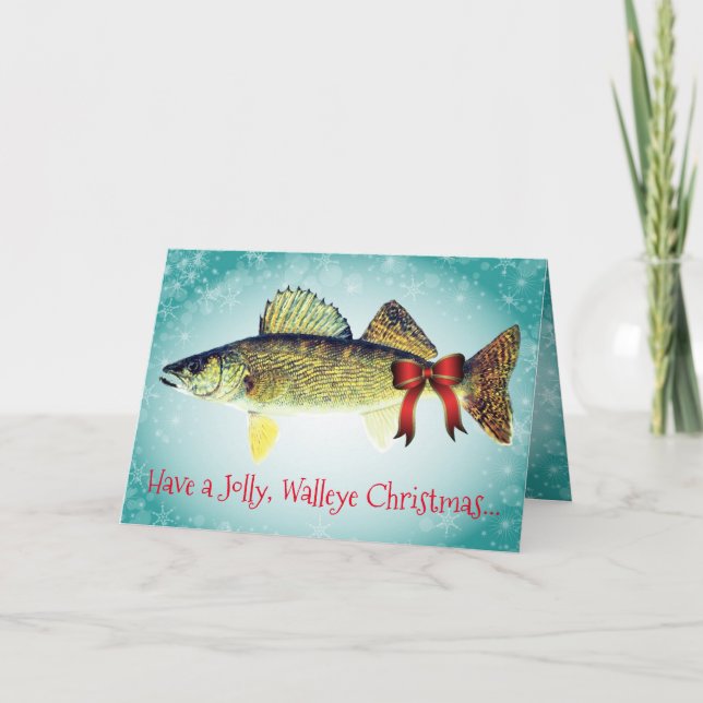 Funny "Have a Jolly Walleye Christmas" Holiday Card (Front)