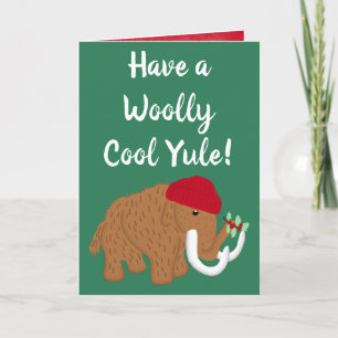 Funny Have a Woolly Cool Yule Mammoth Christmas Holiday Card