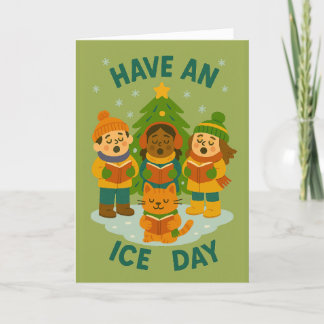 Funny "Have an Ice Day" Personalised Family Name  Holiday Card
