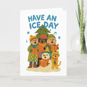  Funny “Have an Ice Day” Personalized Family Name  Holiday Card