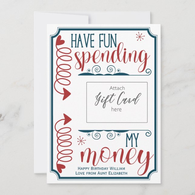 Funny Have Fun Spending My Money Gift Card Holder (Front)