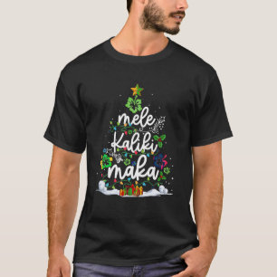Funny Hawaii Hawaiian Christmas Tree Lights Mele K T-Shirt