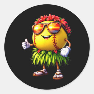 Funny Hawaii Softll Ll Hawaiian Tropical Summer Va Classic Round Sticker
