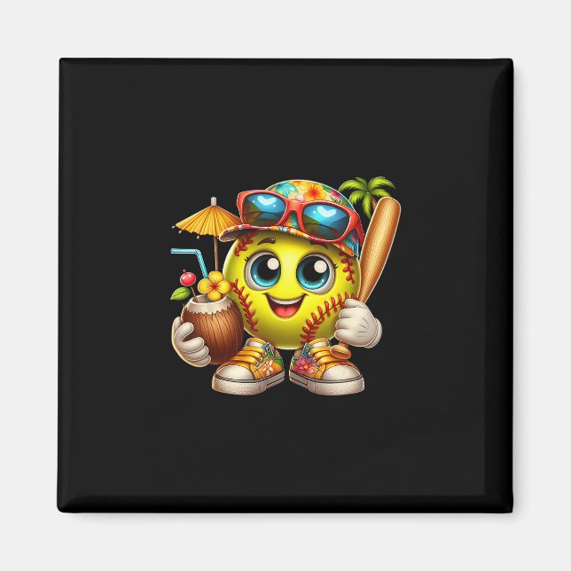 Funny Hawaii Softll Ll Hawaiian Tropical Summer Va Magnet (Front)