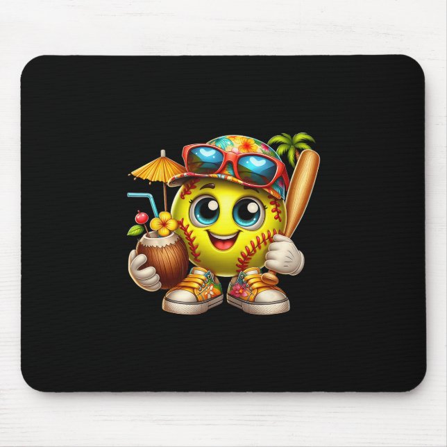 Funny Hawaii Softll Ll Hawaiian Tropical Summer Va Mouse Mat (Front)
