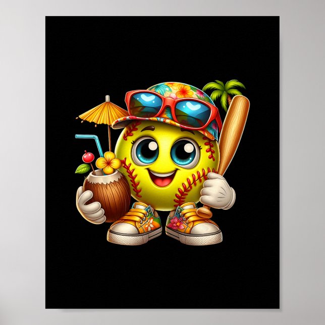 Funny Hawaii Softll Ll Hawaiian Tropical Summer Va Poster (Front)
