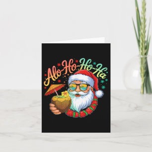 Funny Hawaiian Alo-ho-ho-ha Santa Surfing Christma Card