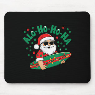 Funny Hawaiian Alo-ho-ho-ha Santa Surfing Christma Mouse Mat