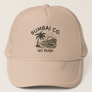 Funny Hawaiian Bumbai Co No Rush Retro Surf Beige Trucker Hat