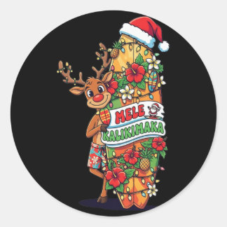Funny Hawaiian Christmas Mele Kalikimaka Reindeer Classic Round Sticker