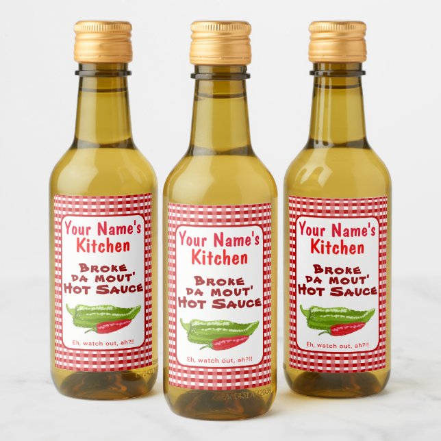 Funny Hawaiian Homemade Hot Sauce Chilli Pepper Ar Wine Label (Bottles)