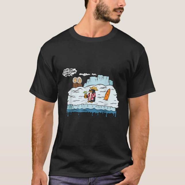 Funny Hawaiian Penguin Global Warming Aloha Meme S T-Shirt (Front)