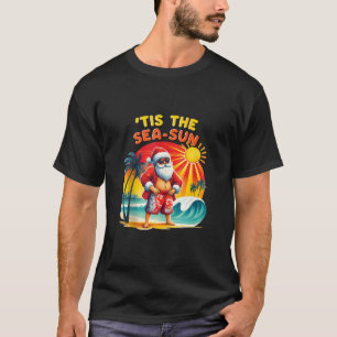Funny Hawaiian Santa Beach Tropical Christmas Holi T-Shirt