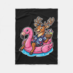 Funny Hawaiian Shirt Reindeer Coconut Christmas In Fleece Blanket