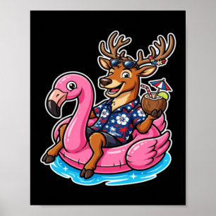 Funny Hawaiian Shirt Reindeer Coconut Christmas In Poster