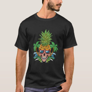 Funny Hawaiian Skull Pineapple Aloha Beach Summer T-Shirt