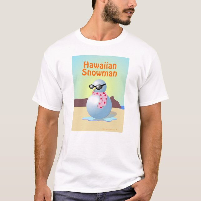 Funny Hawaiian Snowman Tropical Christmas Shirt (Front)