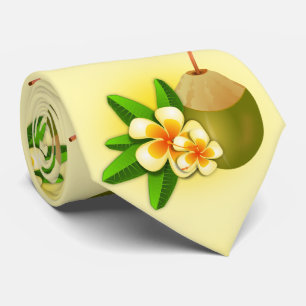 Funny hawaiian tropical coconut milk. yellow tie