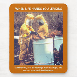 Funny Hazmat Biohazard Safety Advice Mouse Mat