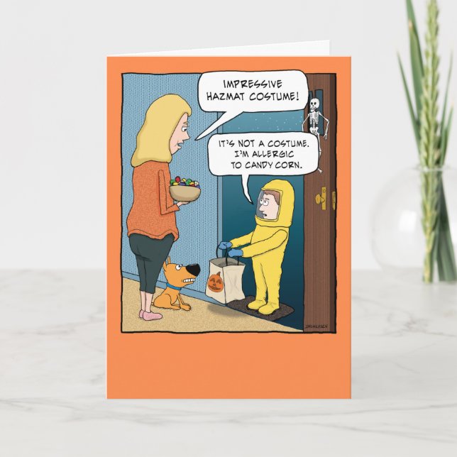 Funny Hazmat Suit Halloween Card (Front)
