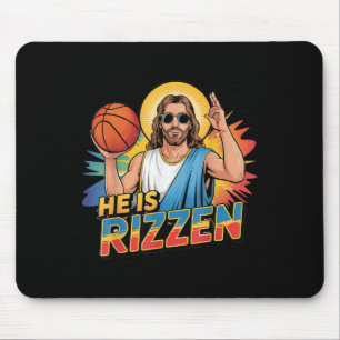Funny He Is Rizzen Jesus Shirt Basketball Boys Kid Mouse Mat