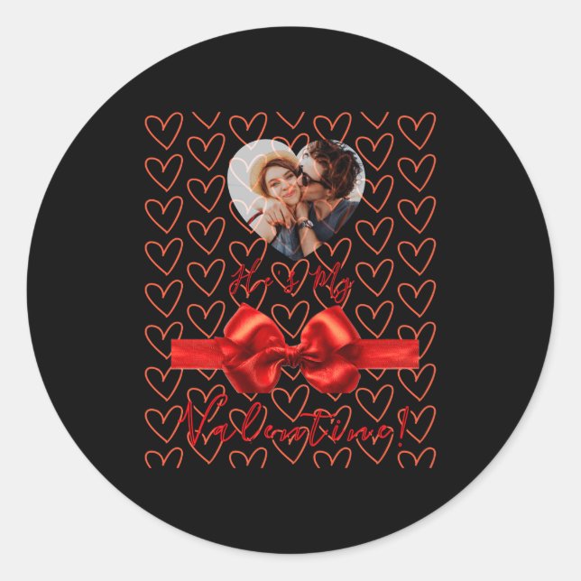 Funny He S My Valentine Womens  Classic Round Sticker (Front)