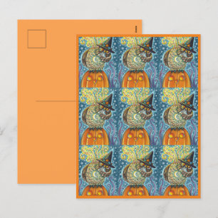 FUNNY HEADLESS HORSEMAN OWL, SLEEPY HOLLOW BIRD HOLIDAY POSTCARD
