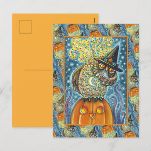 FUNNY HEADLESS HORSEMAN OWL, SLEEPY HOLLOW BIRD HOLIDAY POSTCARD