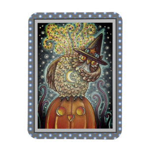 FUNNY HEADLESS HORSEMAN OWL, SLEEPY HOLLOW BIRD MAGNET