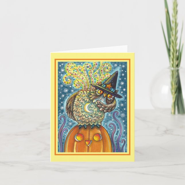 FUNNY HEADLESS HORSEMAN OWL, SLEEPY HOLLOW Note Card (Front)