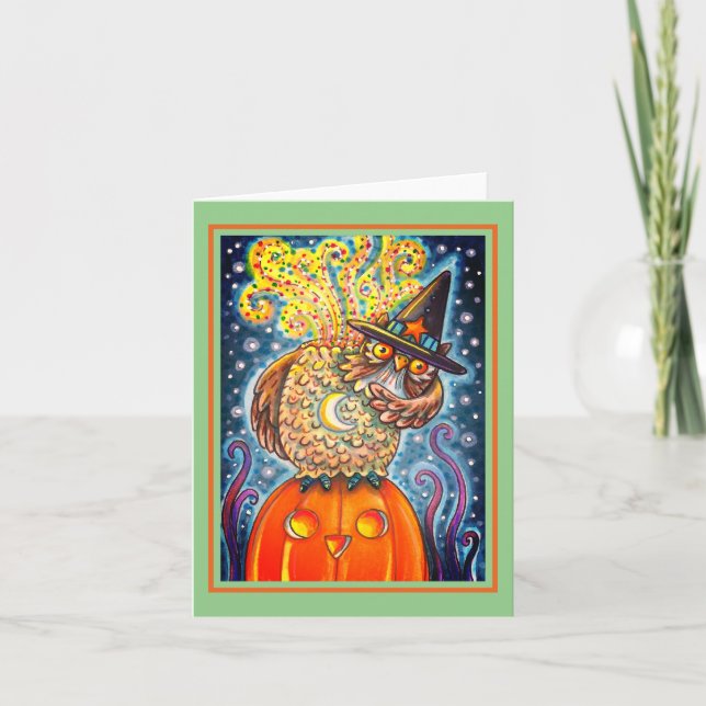 FUNNY HEADLESS HORSEMAN OWL, SLEEPY HOLLOW Note Card (Front)