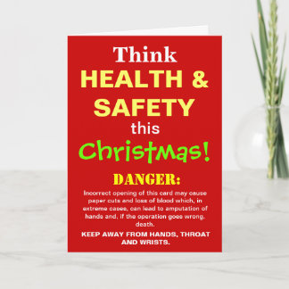 Funny Health and Safety Christmas Warning Joke Holiday Card