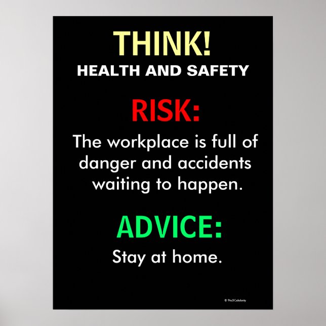 Funny Health and Safety Office Sign and Poster (Front)