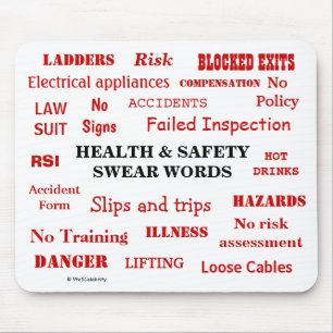 Funny Health and Safety Swear Words Joke Gift Mouse Mat