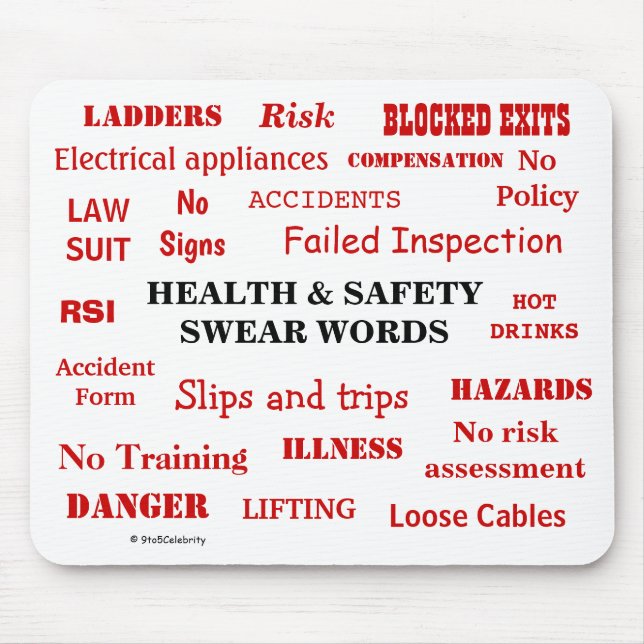 Funny Health and Safety Swear Words Joke Gift Mouse Mat (Front)