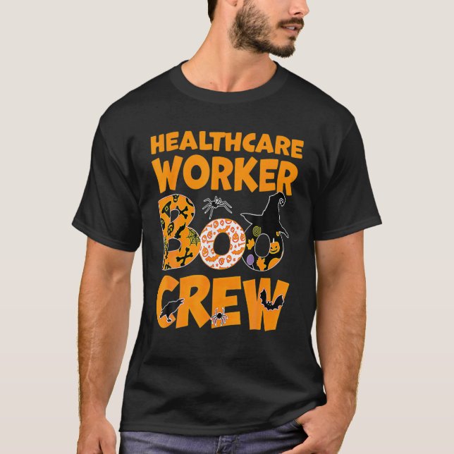 Funny Healthcare Worker Boo Crew Nurse Halloween C T-Shirt (Front)