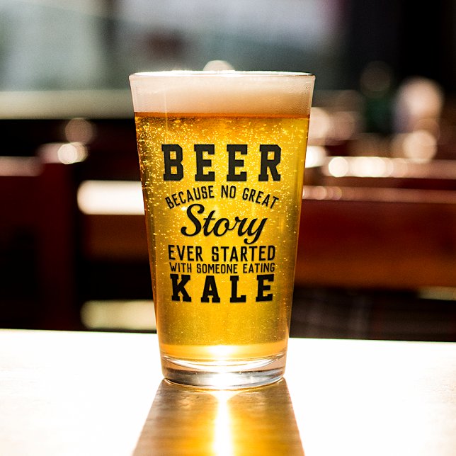 Funny Healthy Beer Versus Green Kale Humour Quote Glass (Creator Uploaded)