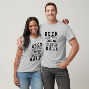 Funny Healthy Beer Versus Green Kale Humour Quote T-Shirt