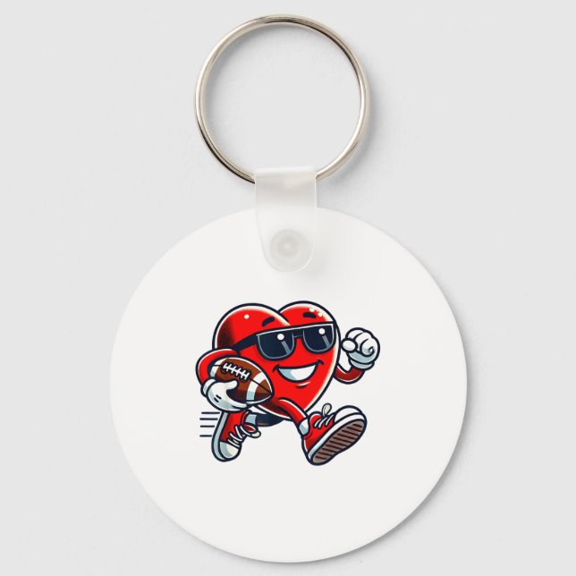 Funny Heart American Football Valentine Srts Women Key Ring (Front)